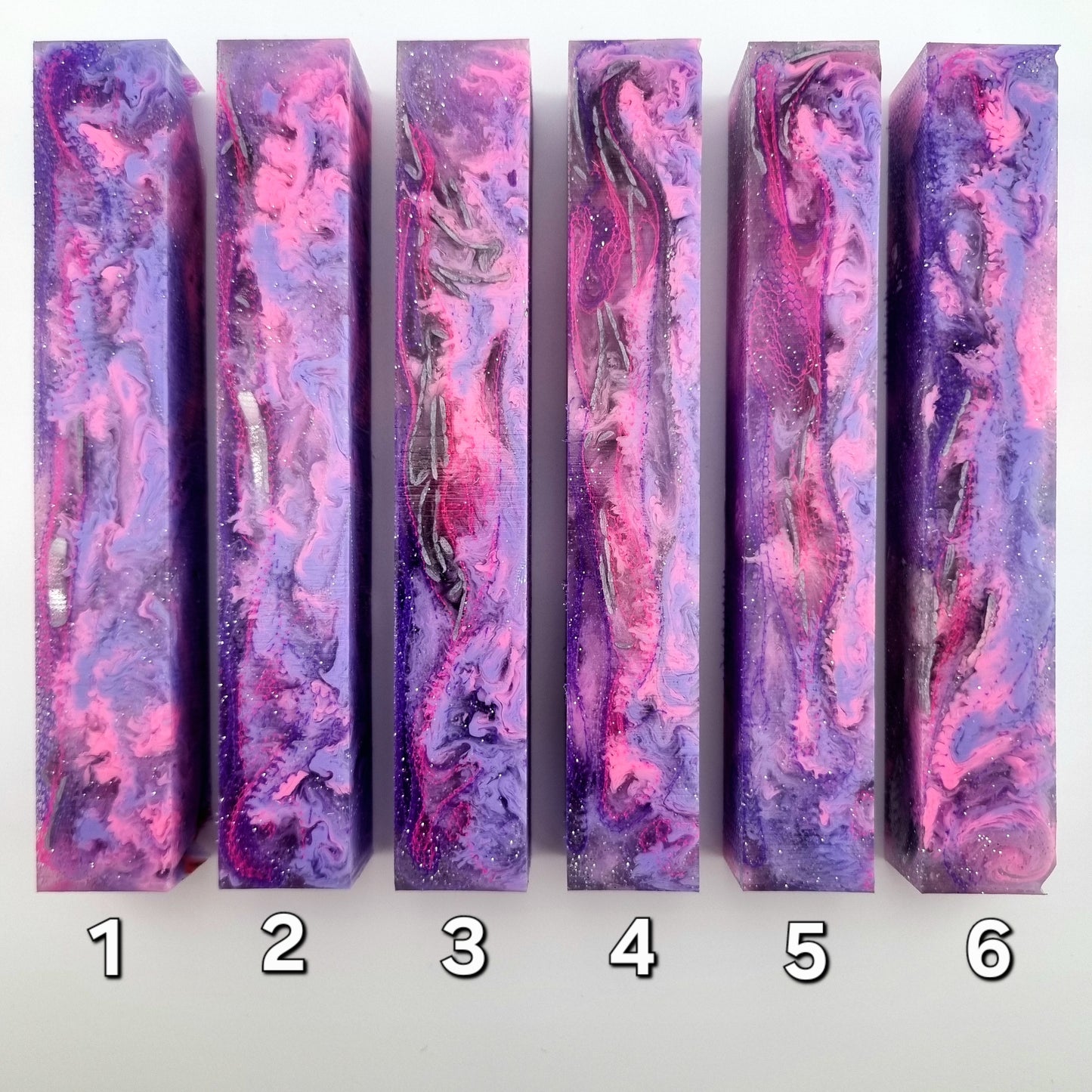 Pink Tulle, Purple Tulle, Pink Resin, Purple Resin, Silver Leaves Ribbon Pen Blank