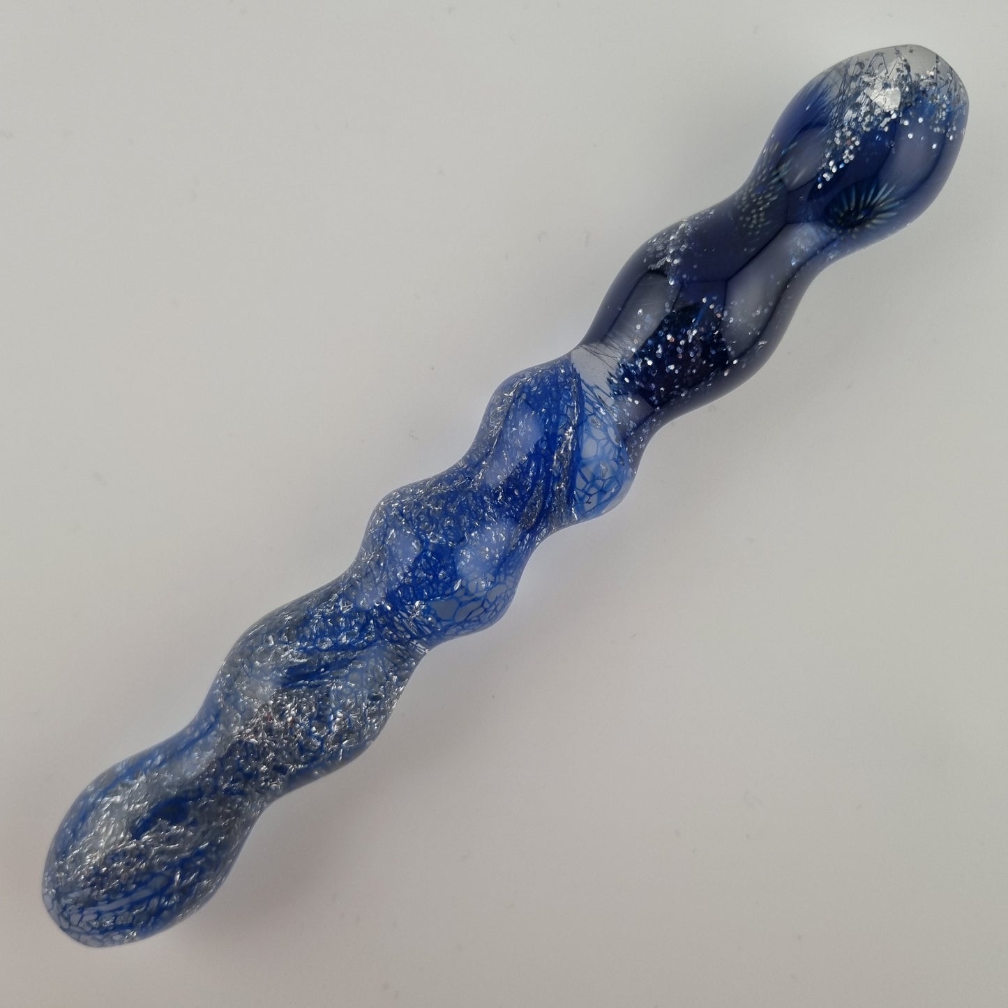 Blue Flowers, Blue Lace, Silver Mesh and Silver Glitter Medium Diamond Painting Pen
