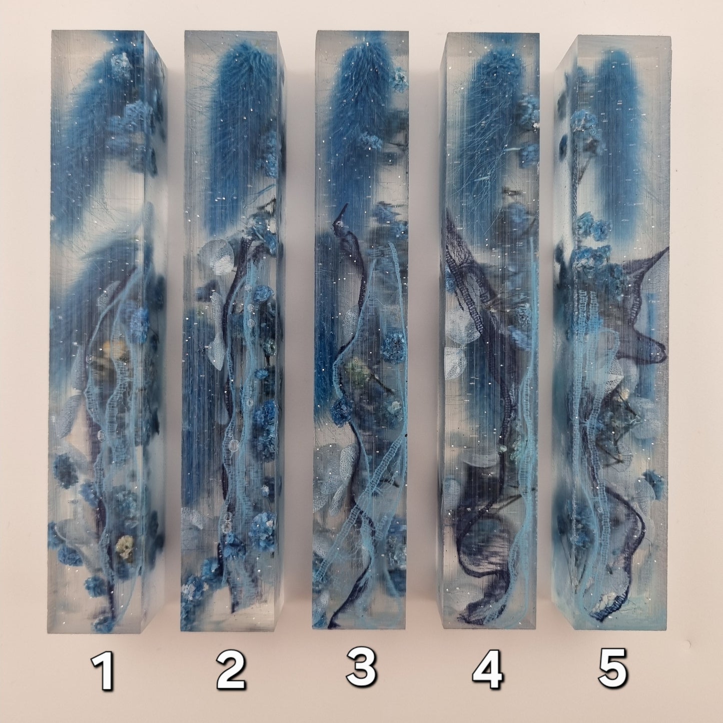Flowers and Light Blue/Dark Blue Lace Pen Blank