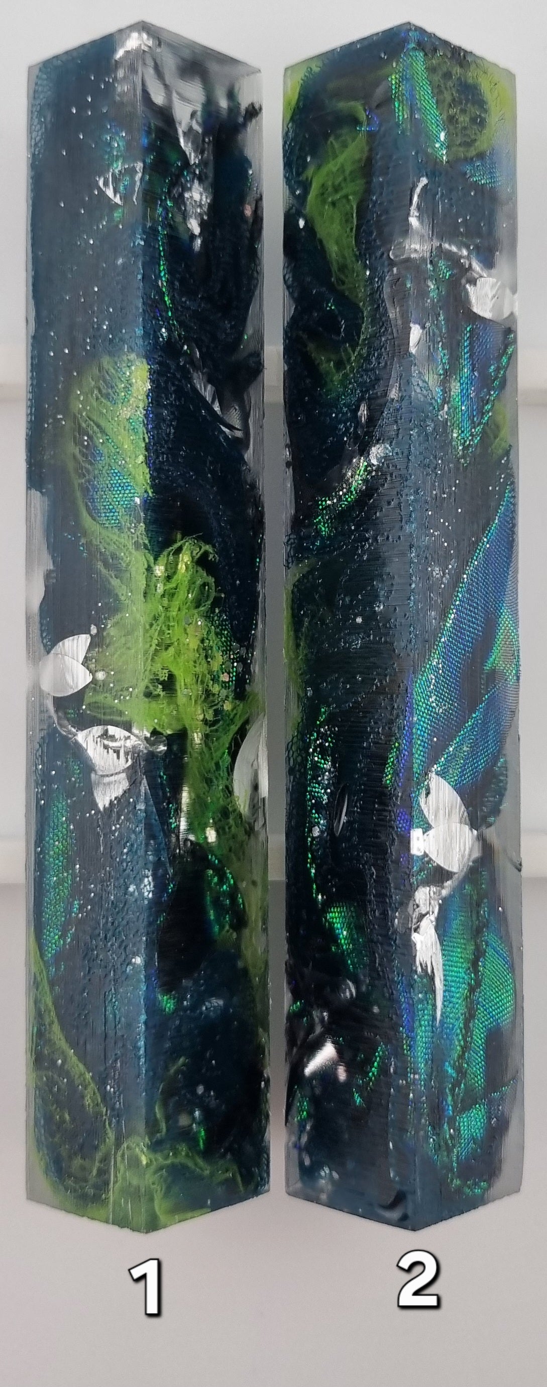 GREENS (INCLUDING IRIDESCENT) + SILVER Pen Blank