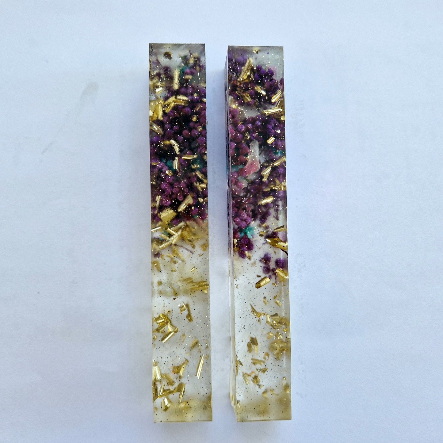 Pen Blanks with Dried Flowers & Gold Leaf