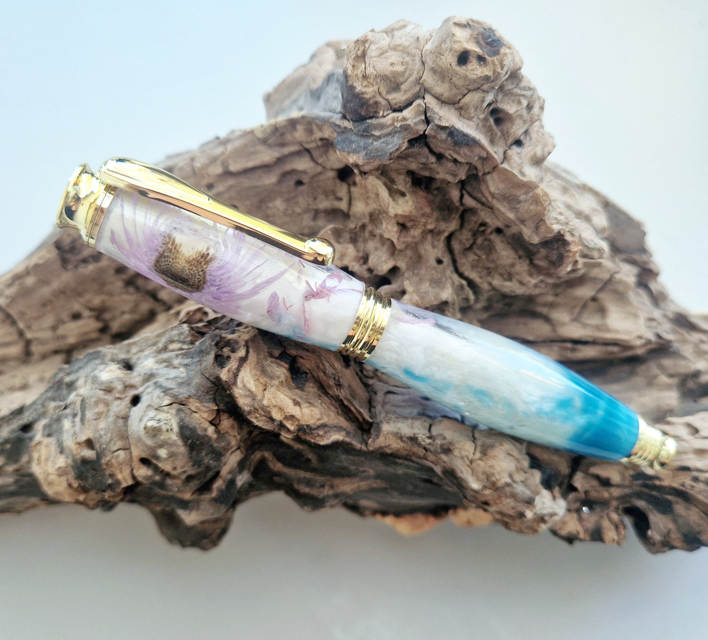 Rollerball Pen with Dried Flowers & Colored Resin