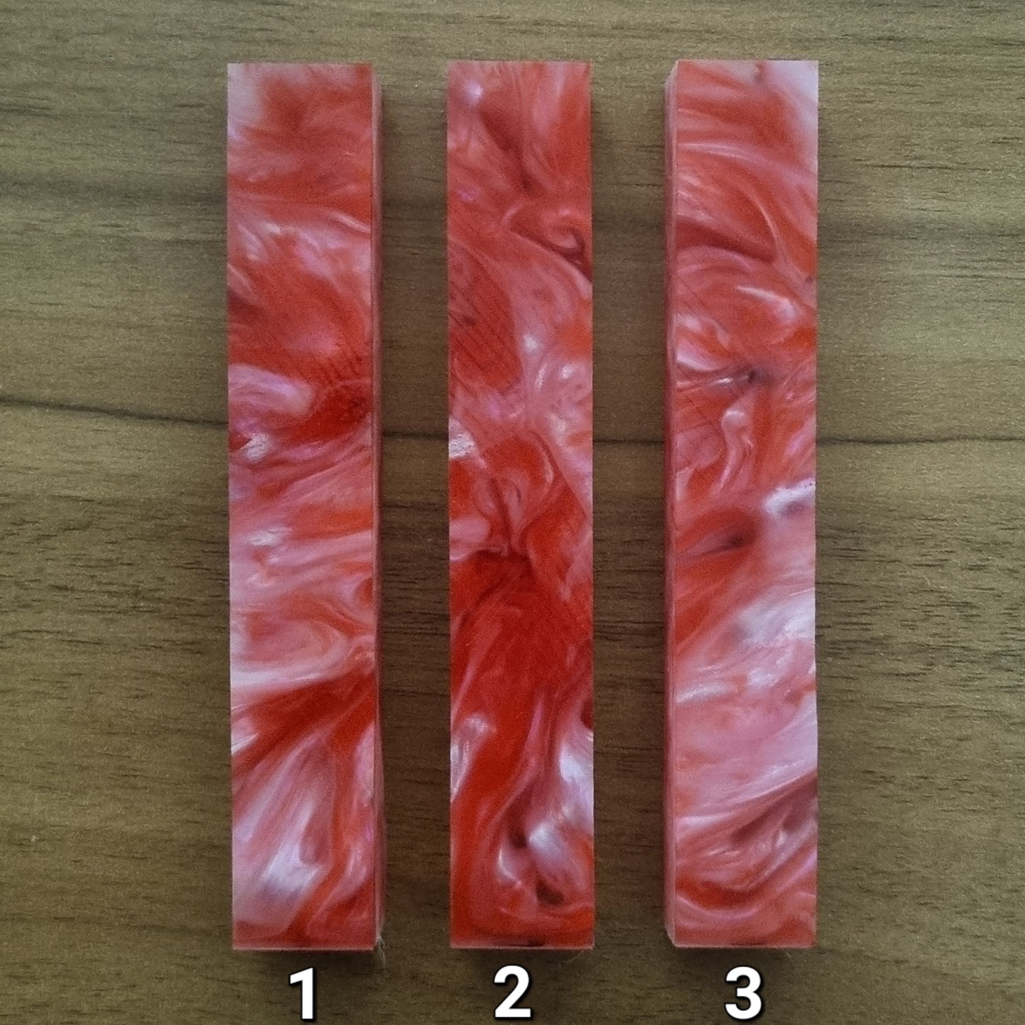 Pen Blanks with Red, Pink & Clear Resin