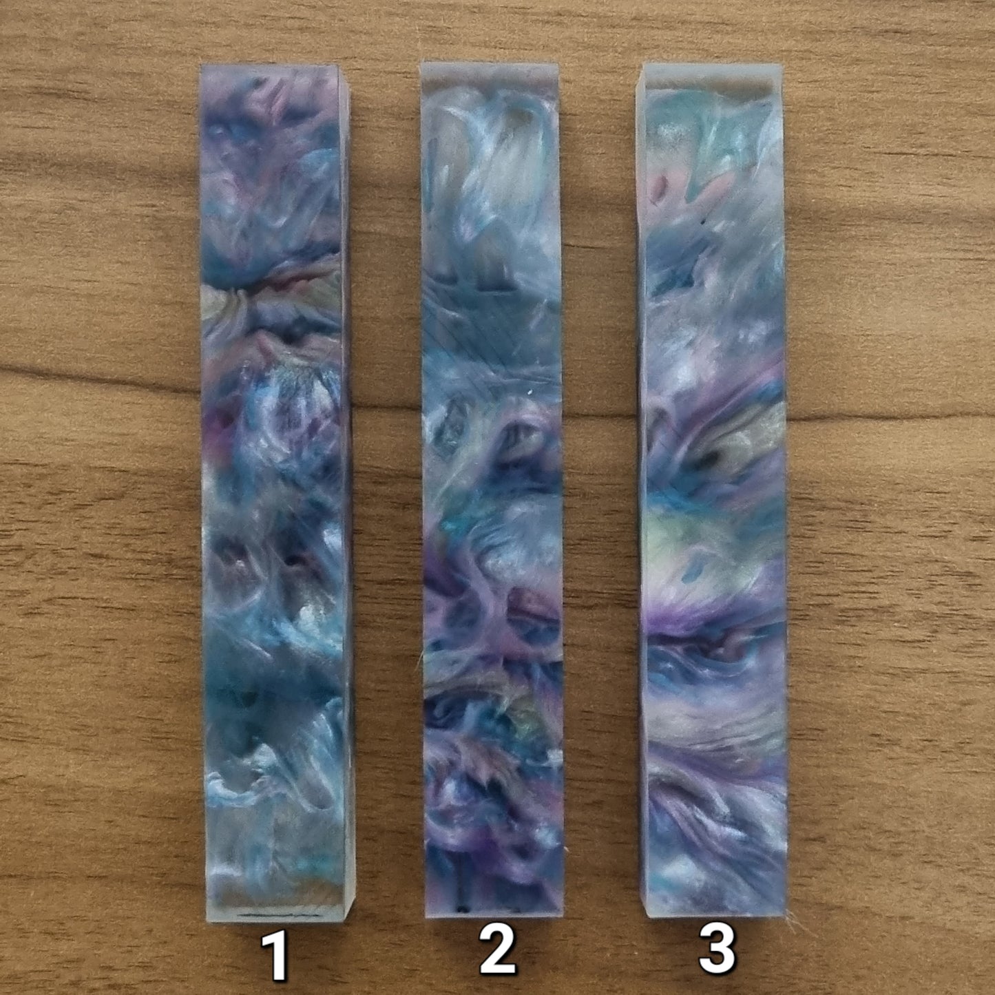 Pen Blanks with Teal, Pink, Purple & Clear Resin