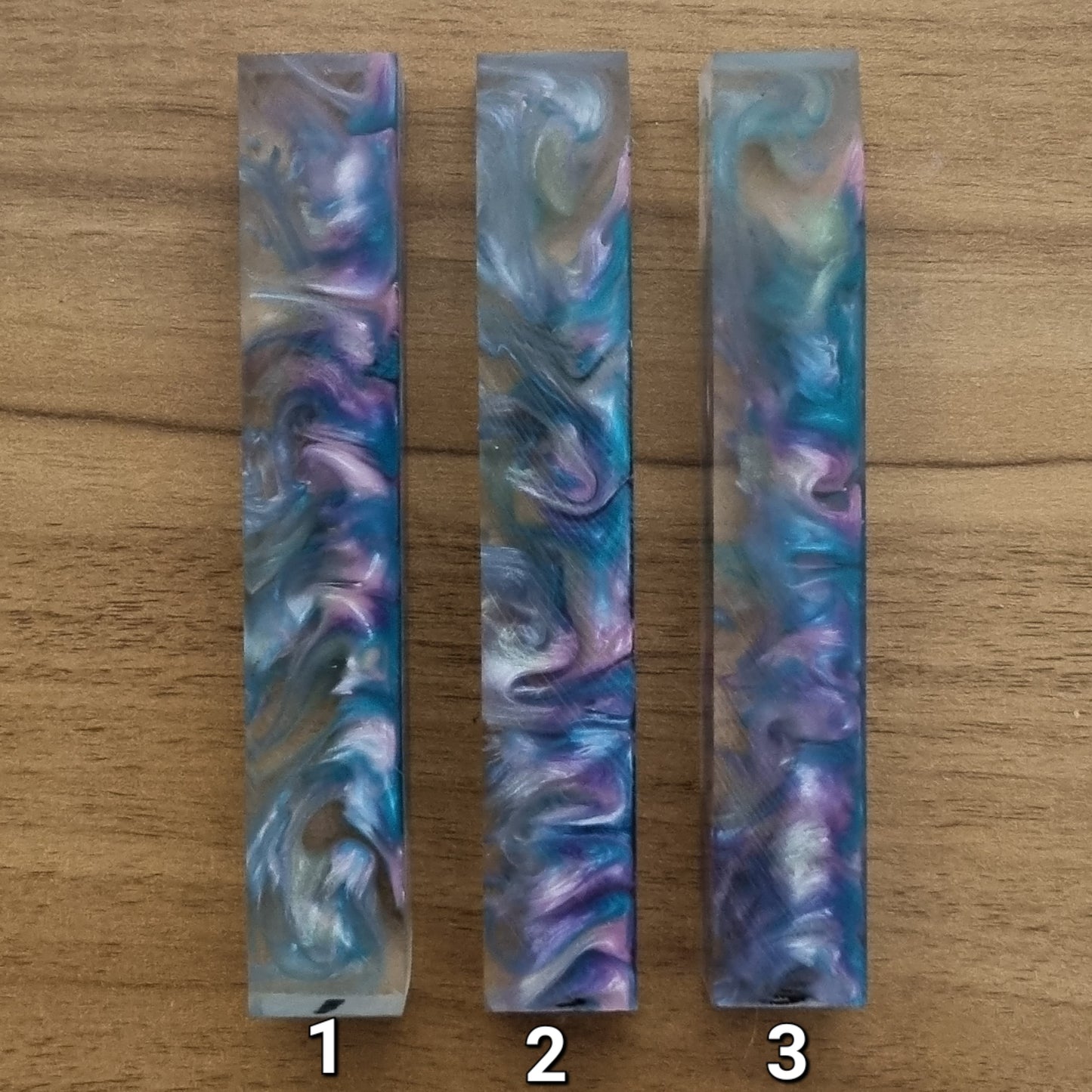 Pen Blanks with Teal, Pink, Purple & Clear Resin