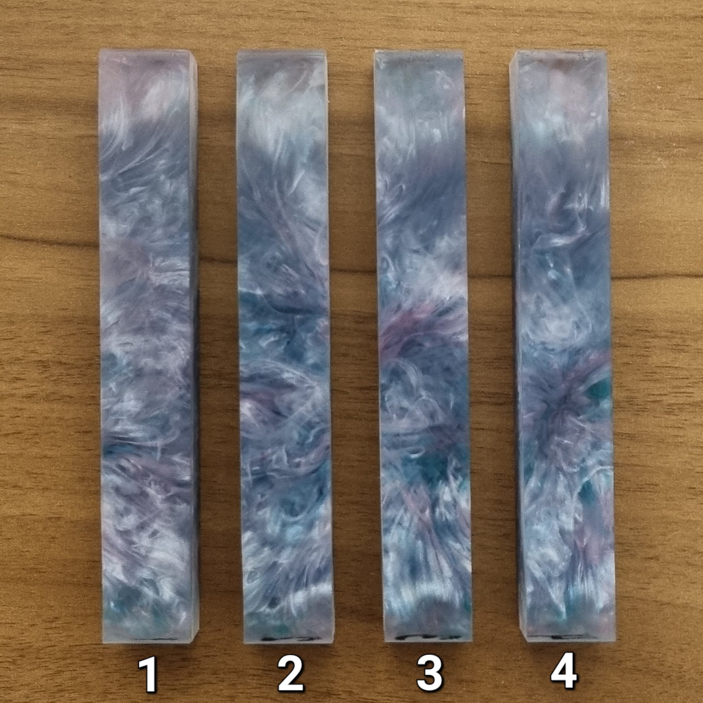 Pen Blanks with Teal, Pink, White and Clear Resin