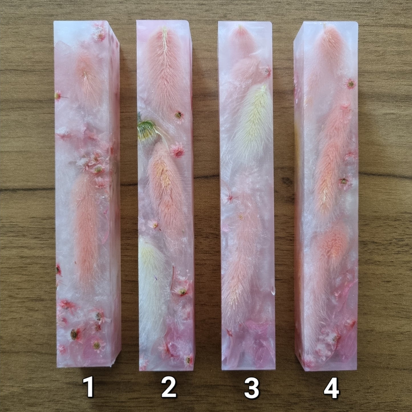 Pen Blanks with Dried Flower & White Resin