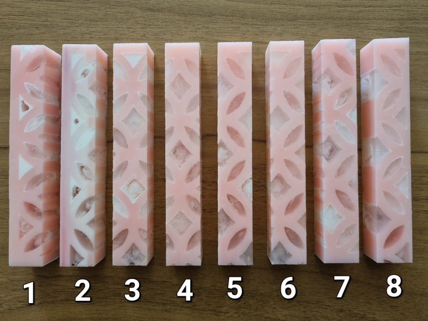 Pen Blanks with Pink Resin Insert & White and Clear Resin