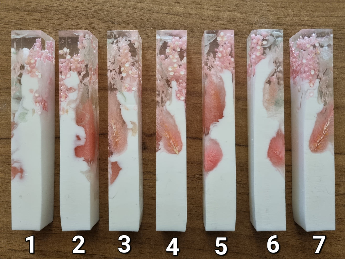Pen Blanks with Dried Flowers & White Resin