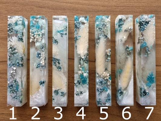 Pen Blanks with Dried Flowers & White Resin (KONG VINTER)