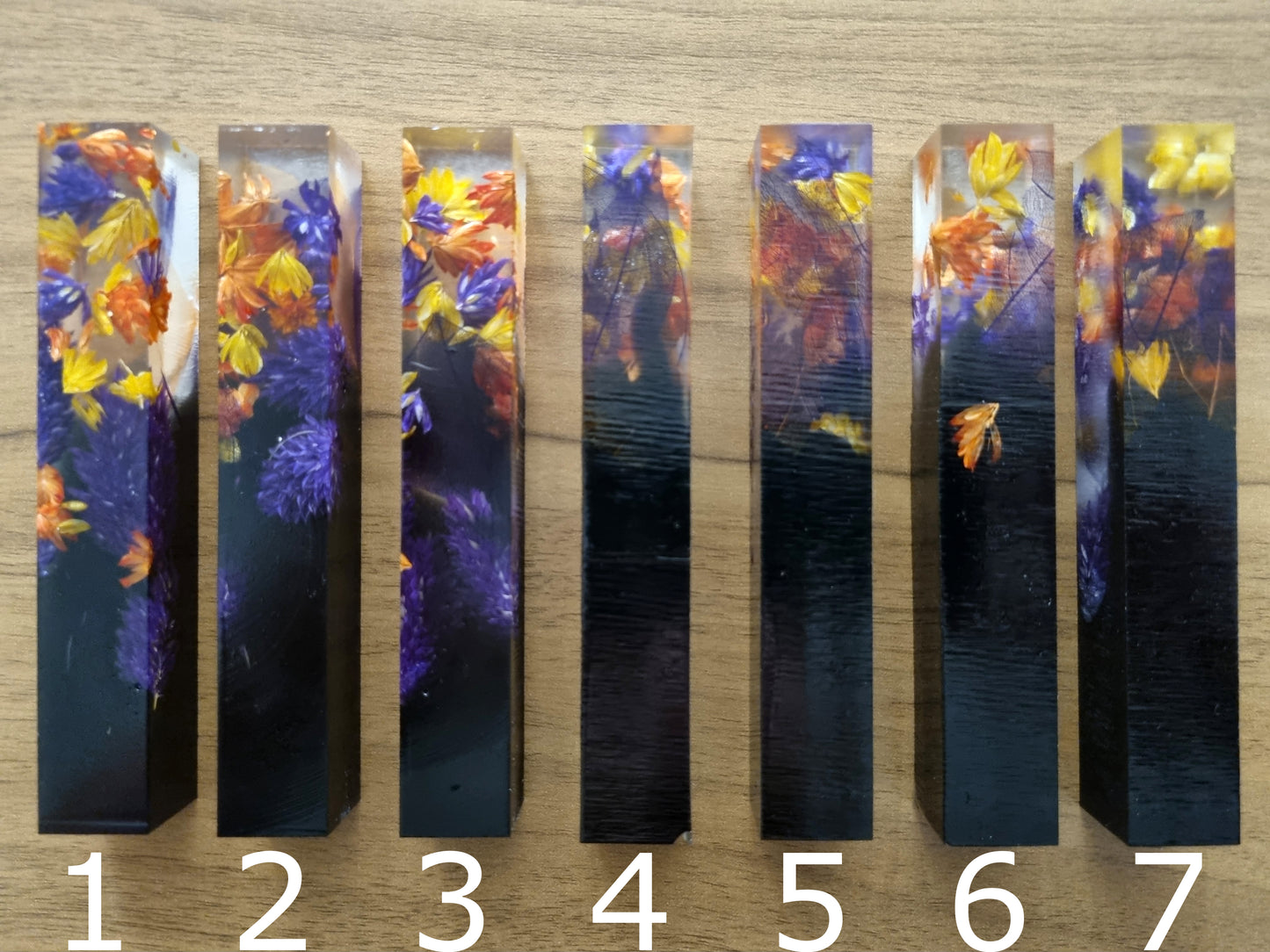 Pen Blanks with Dried Flowers & Black Resin (HALLOWEEN)