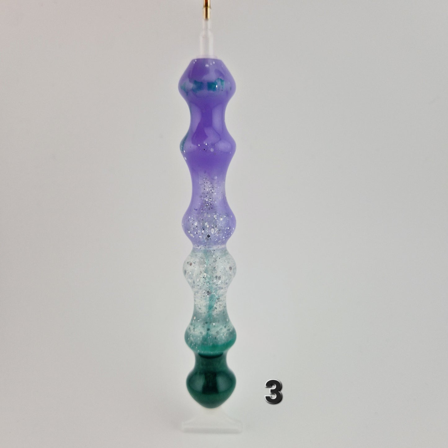 Medium Diamond Painting Pens with Green, Purple & Glittery Resin