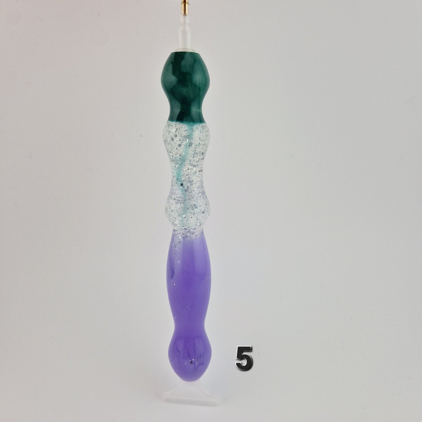 Medium Diamond Painting Pens with Green, Purple & Glittery Resin