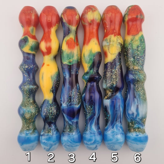 Resin Diamond Painting Pen with Orange, Yellow, Blue, Green, White & Gold Sparkle