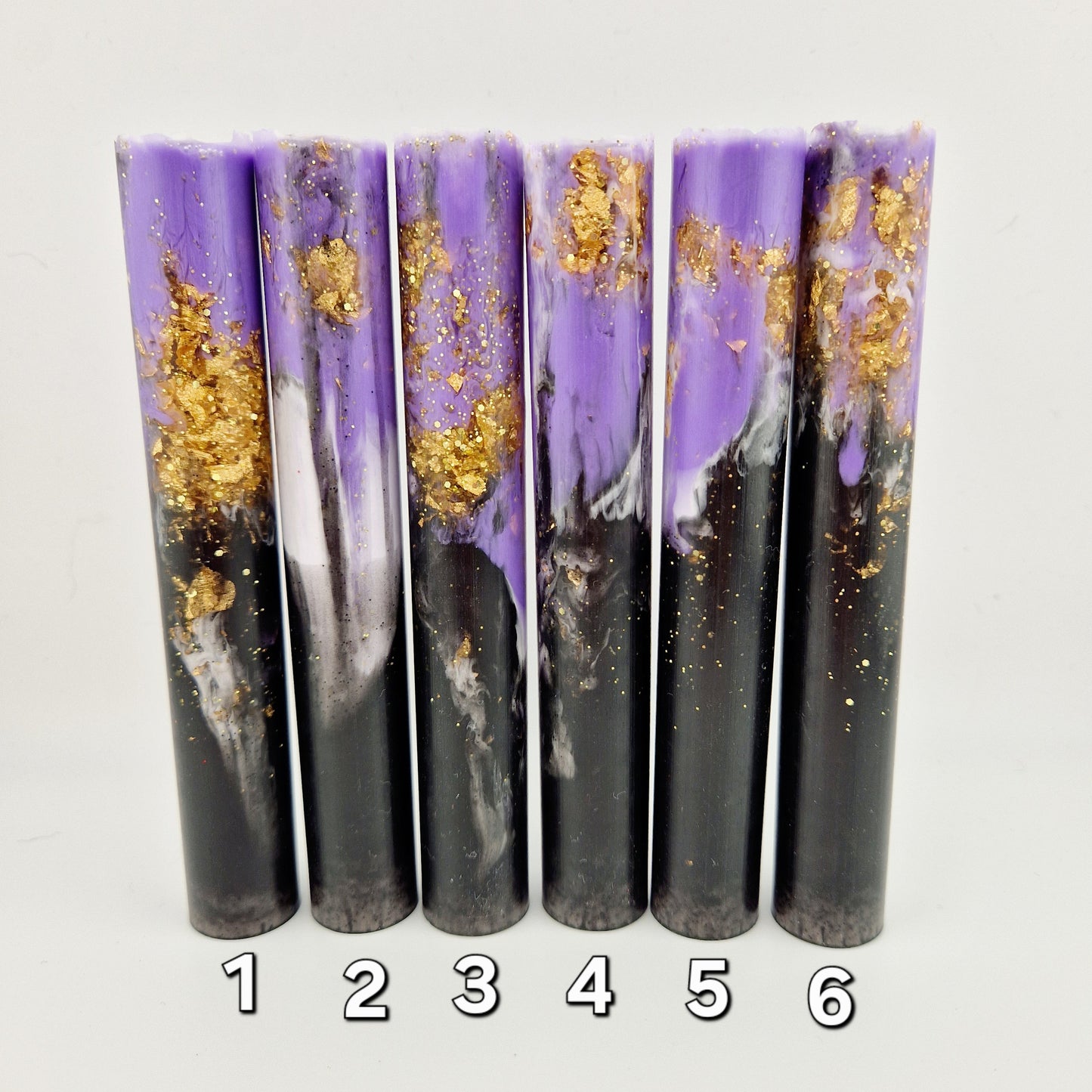 Purple Clear Black Resin Gold Leaf Gold Glitter Pen Blank