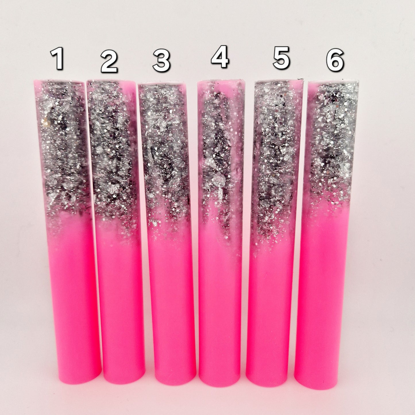 Hot Pink Silver Glitter Silver Leaf Pen Blank