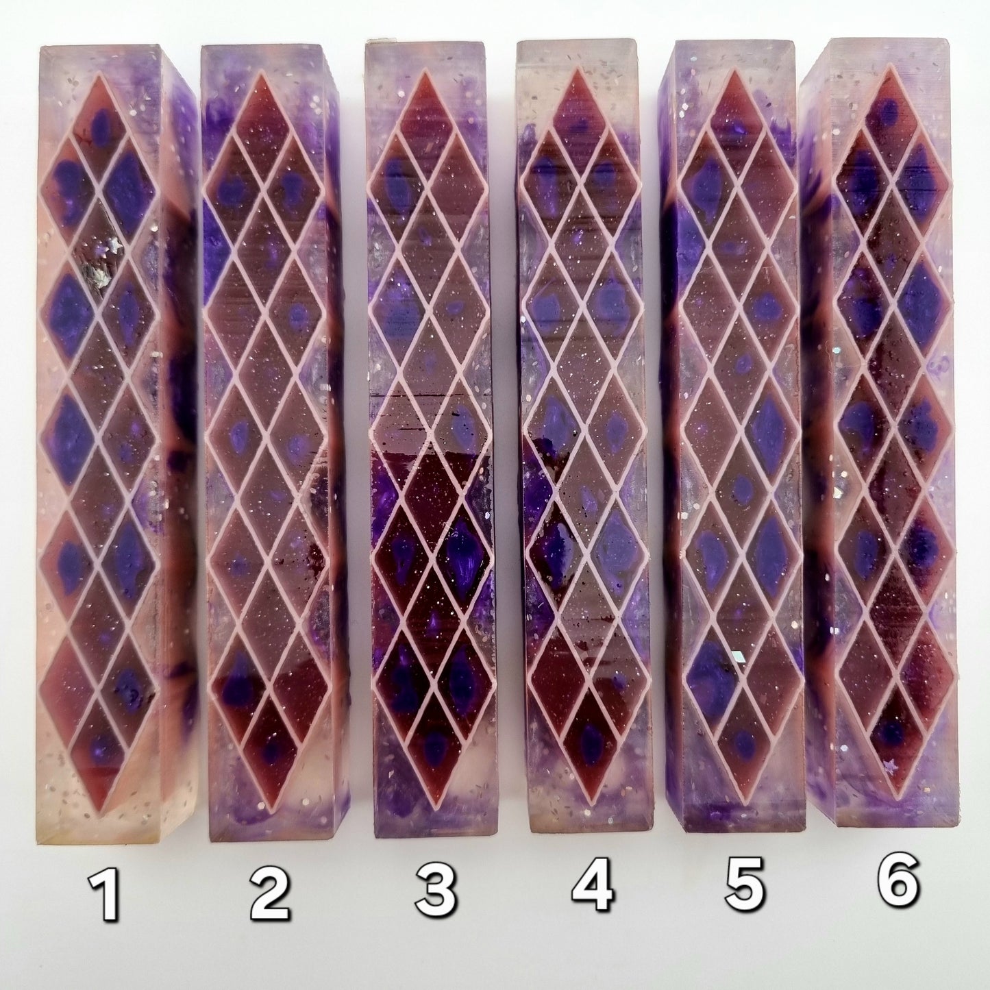 3D Print Pattern, Purple + Pearl Resin Pen Blank