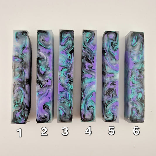 Teal, Purple, Black, White Pearl Pen Blank