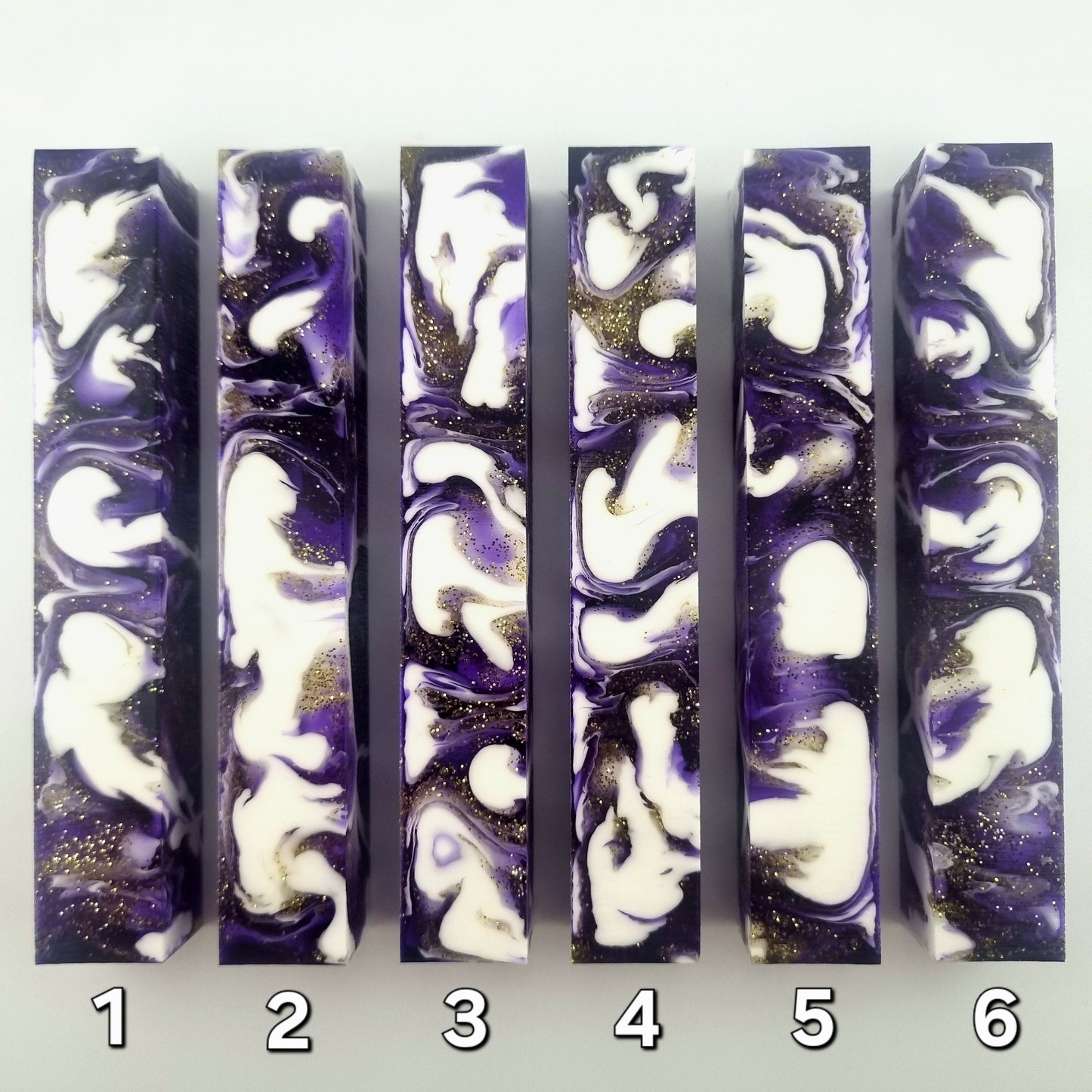 Clear Purple, White and Gold Glitter Pen Blank