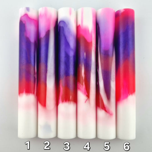 White, Clear Pink and Clear Purple Pen Blank