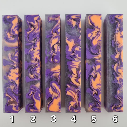 Silver Mica with Pearl Mica, Opague Purple, Opague Orange Pen Blank