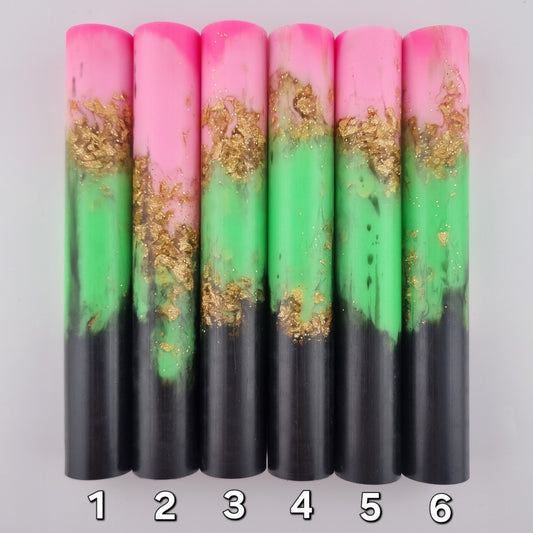 Pink, Green, Black and Gold Leaf Pen Blank