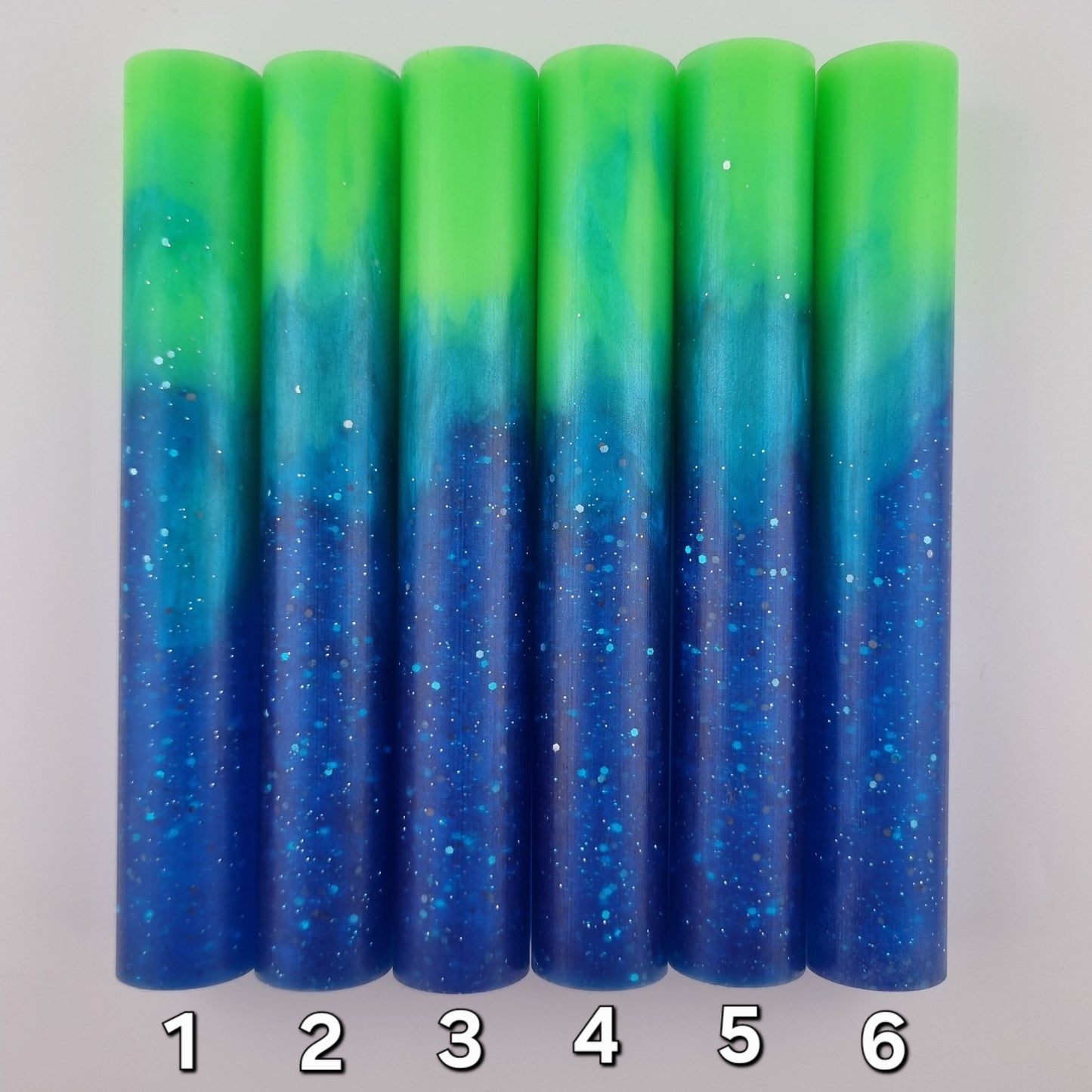 Dark Blue with Glitter, Teal Mica and Opague Green Pen Blank