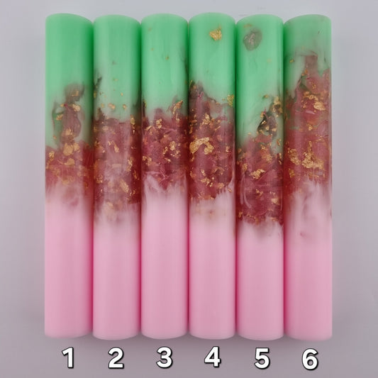 Hydreangea Flowers and Gold Leaf with Green and Pink Resin Pen Blank