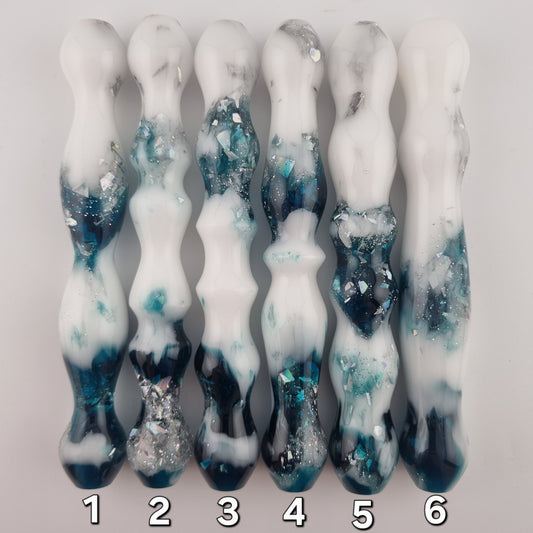 Transparent Emerald Green, White and Holographic Flakes Diamond Painting Pen