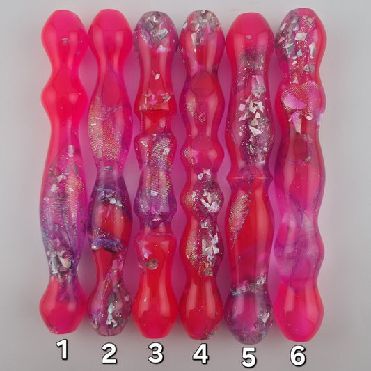 Semi Transparent Pink, Iridescent Purple Ribbon, Holographic Flakes and Silver Glitter Diamond Painting Pen