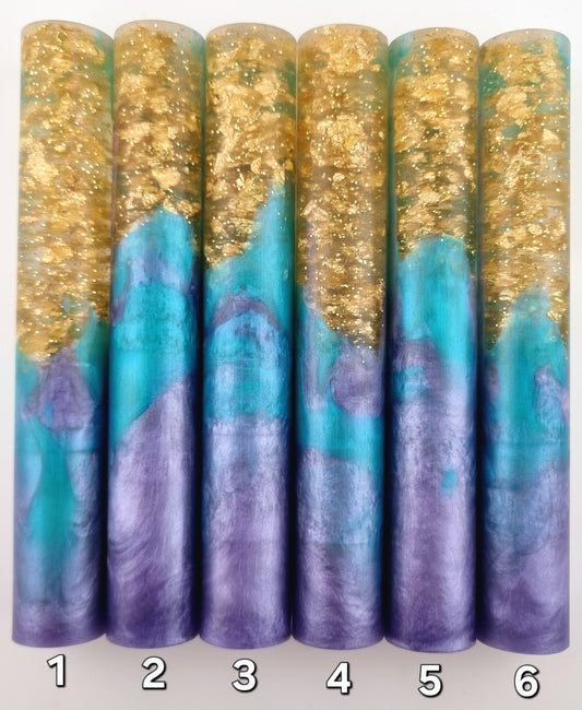 Lavender Mica, Teal Mica and Gold Leaf Pen Blank