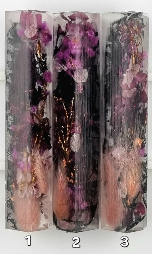 Purples, Pink, Black and Copper Leaf Flower Pen Blank