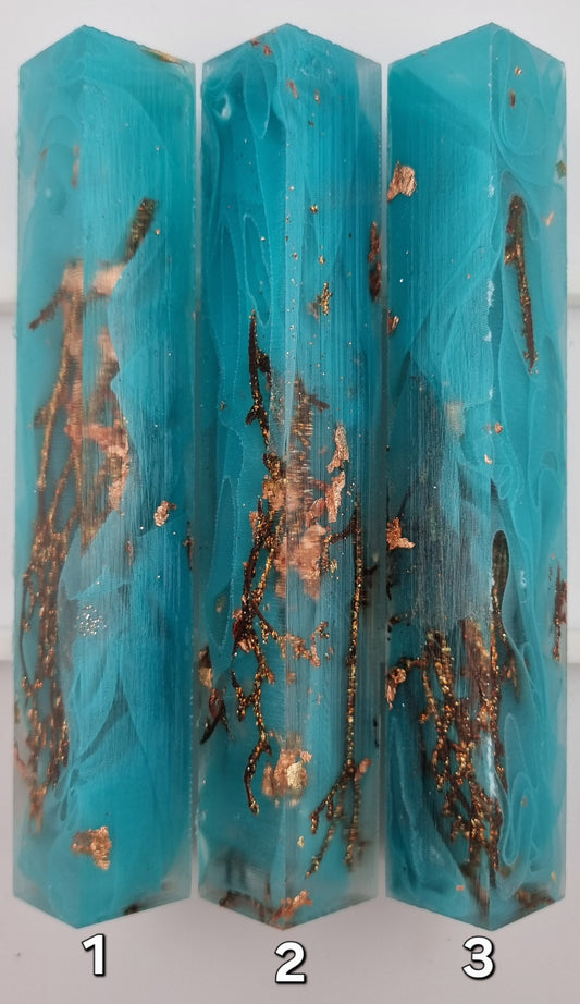 TURQUOISE + FAUX COPPER BRANCHES Pen Blank