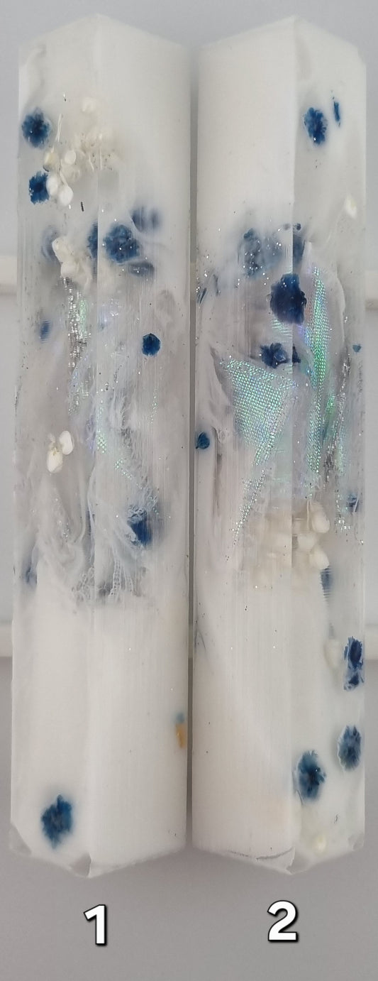 WHITE + IRIDESCENT RIBBON AND WHITE LACE + WHITE AND FLOWERS Pen Blank