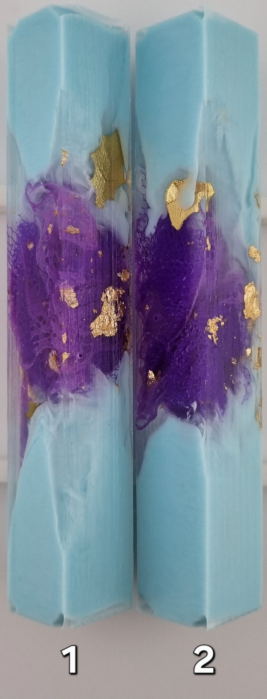TURQUOISE + PURPLE LACE AND TULLE + GOLD Pen Blank
