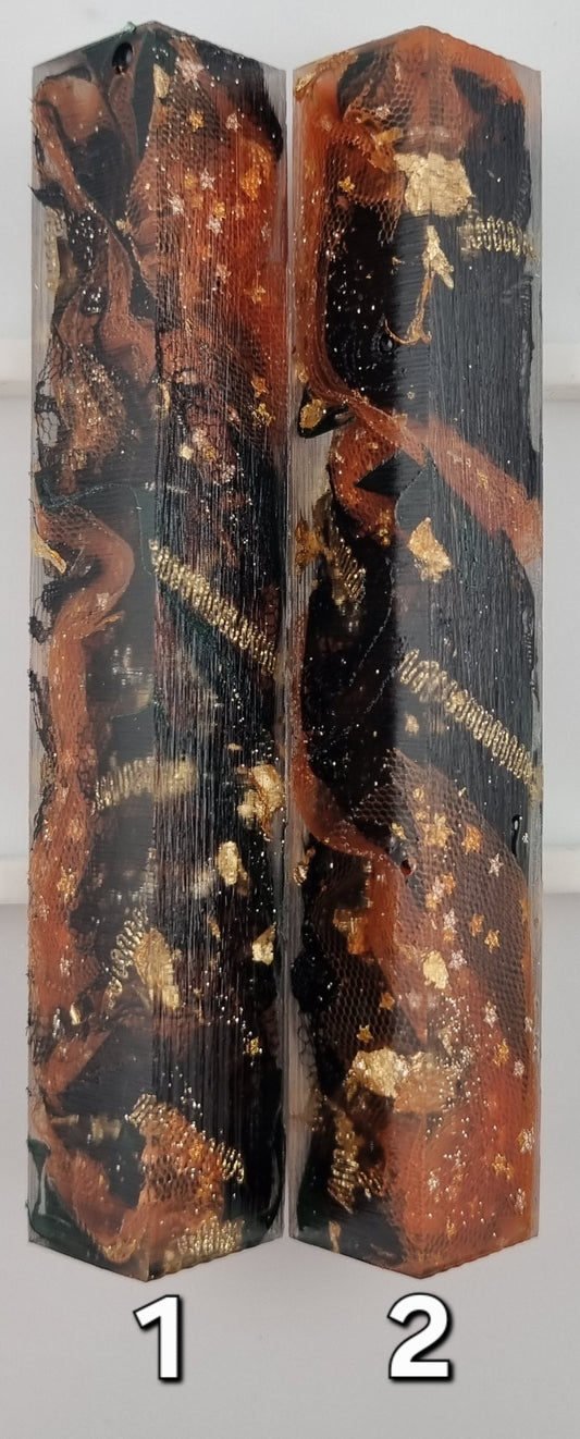 AUTUMN COLORS AND BLACK LACE + GOLD Pen Blank