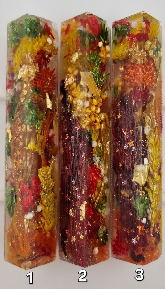 AUTUMN FLOWERS + TULLE + GOLD Pen Blank