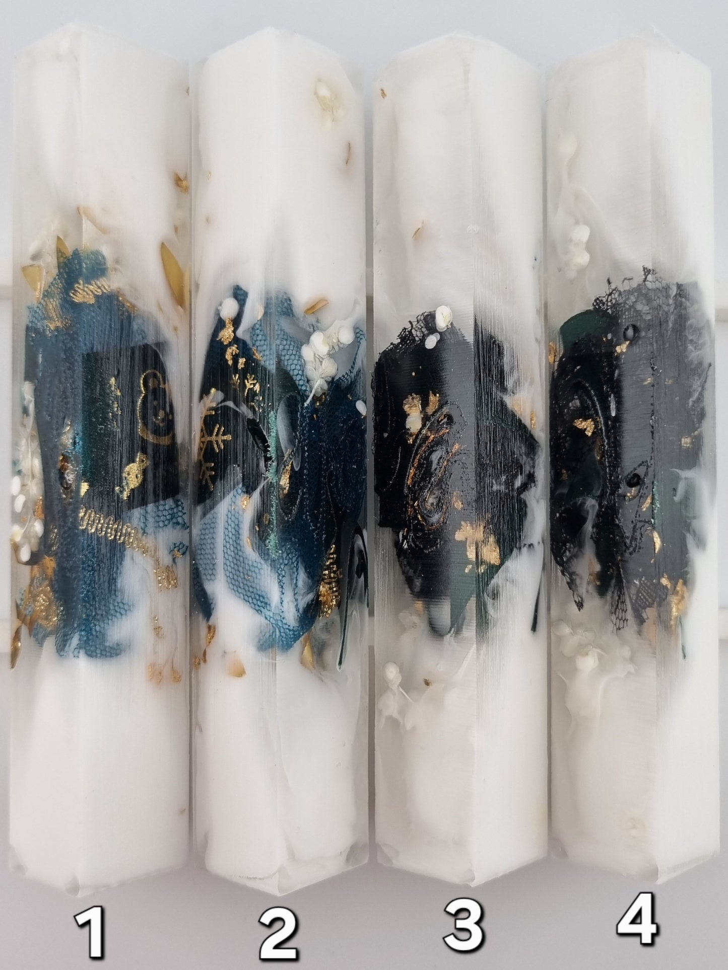 WHITE + EMERALD GREEN AND GOLD WHITE Pen Blank