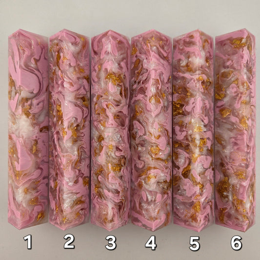 PINK, SPARKLY WHITE AND GOLD LEAF Pen Blank