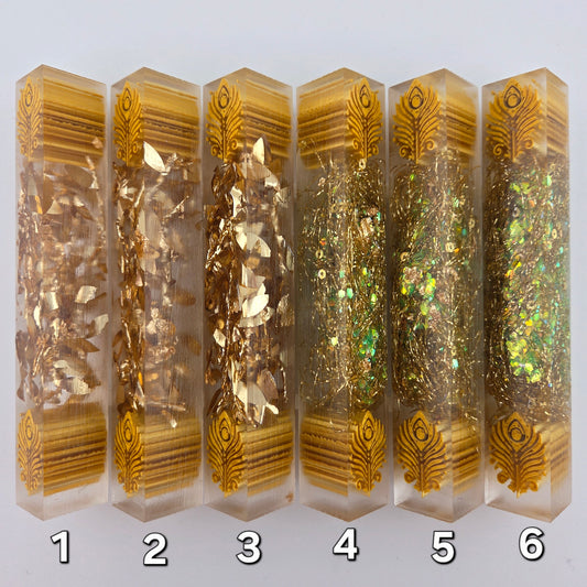 ALL GOLD AND ALL GOLD (WITH A HINT OF GREEN) PEACOCK Pen Blank