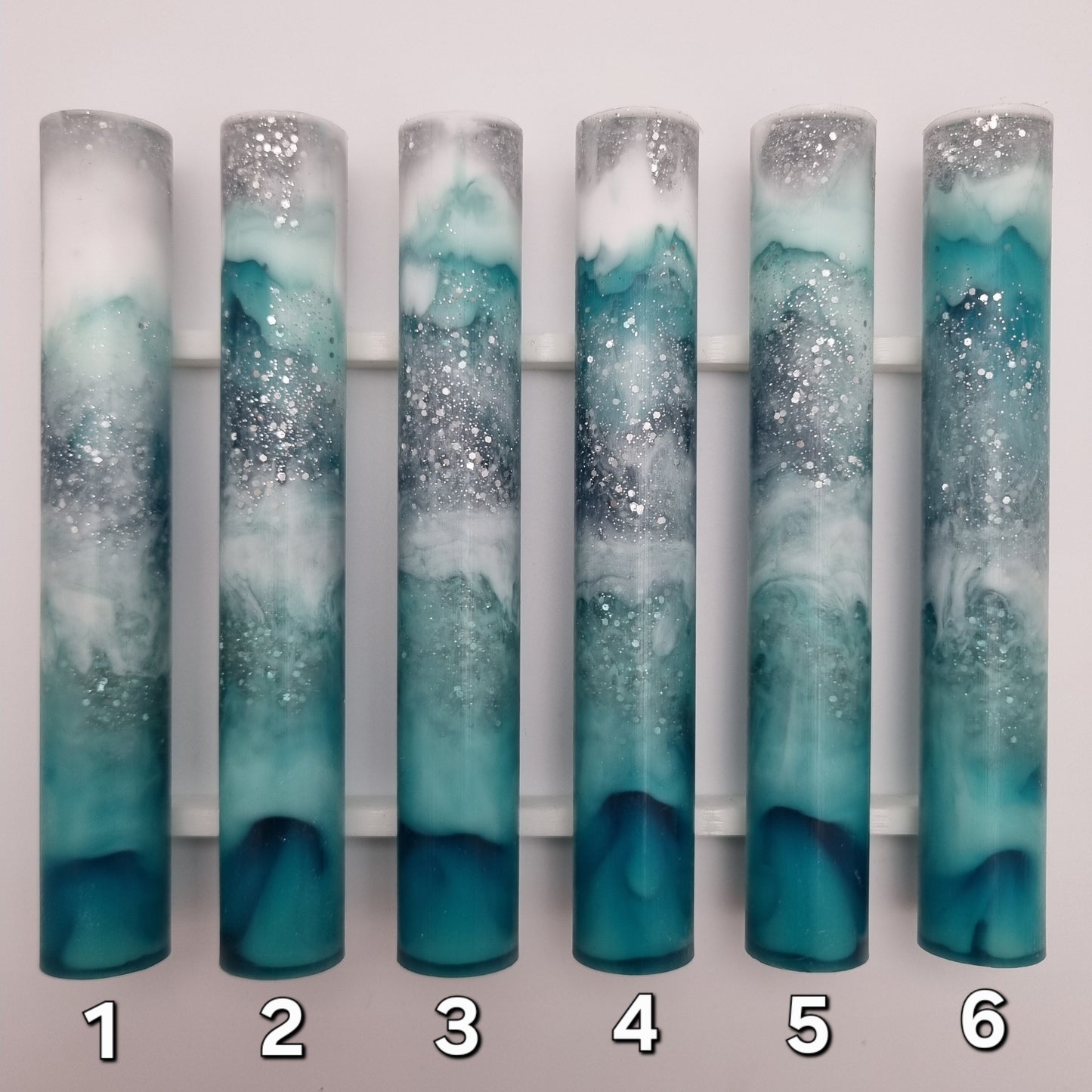 CHRISTMAS 2025 TRANSPARENT EMERALD GREEN + DIFFERENT SHADES OF OPAQUE GREEN + WHITE +  SILVER GLITTER Pen Blank