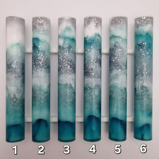 CHRISTMAS 2025 TRANSPARENT EMERALD GREEN + DIFFERENT SHADES OF OPAQUE GREEN + WHITE +  SILVER GLITTER Pen Blank