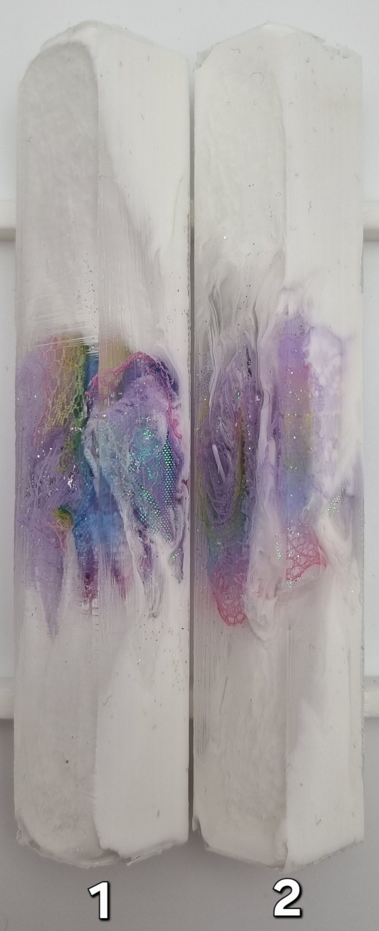WHITE AND RAINBOW + PURPLE + SILVER Pen Blank