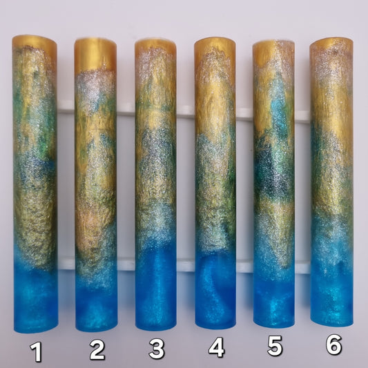 TRANSPARENT BLUE, GOLD MICA & MACRO WHITE PEARL Pen Blank