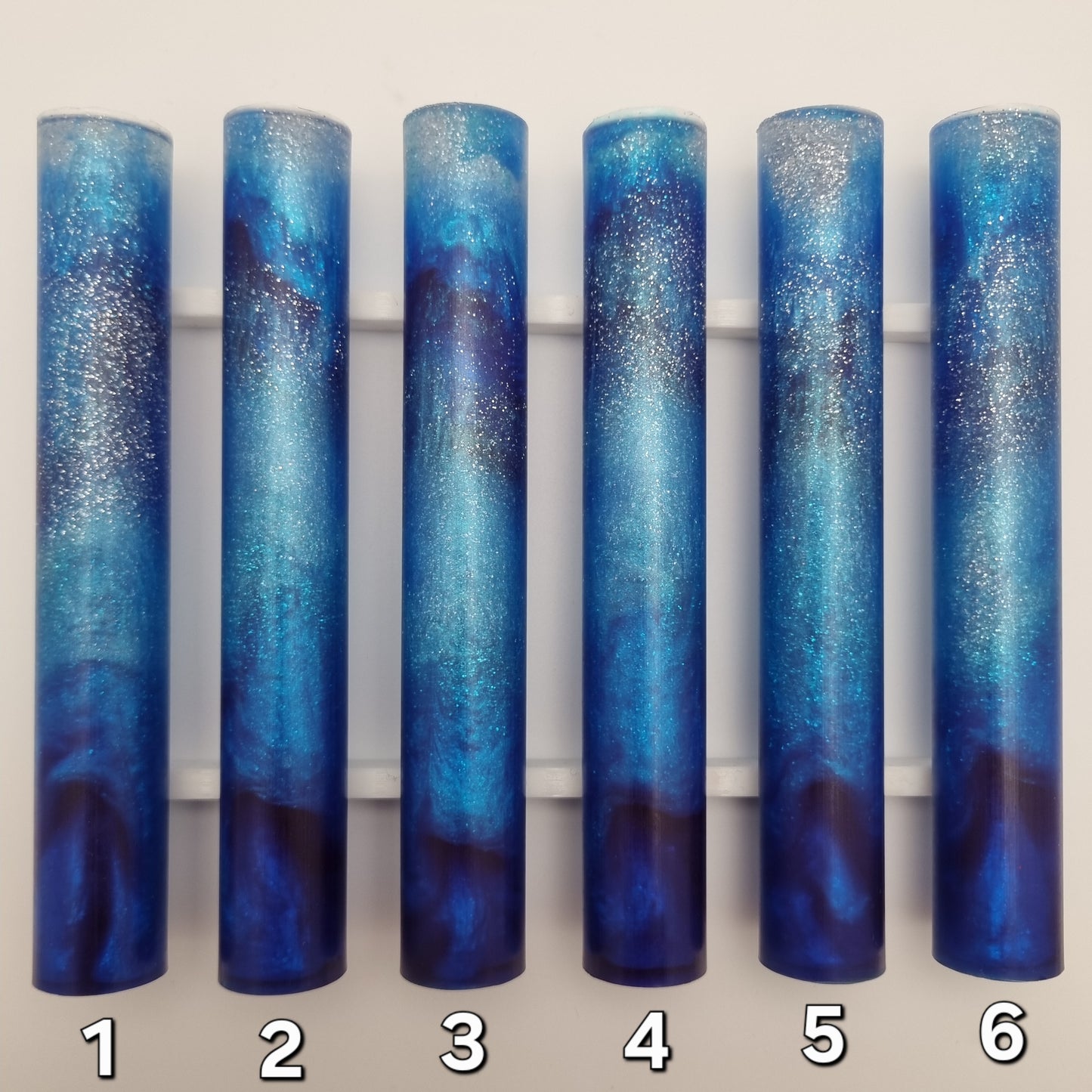 TRANSPARENT DARK BLUE + SPARKLY MICA LIGHT BLUE + SILVER SPARKLE Pen Blank