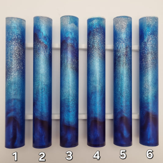 TRANSPARENT DARK BLUE + SPARKLY MICA LIGHT BLUE + SILVER SPARKLE Pen Blank