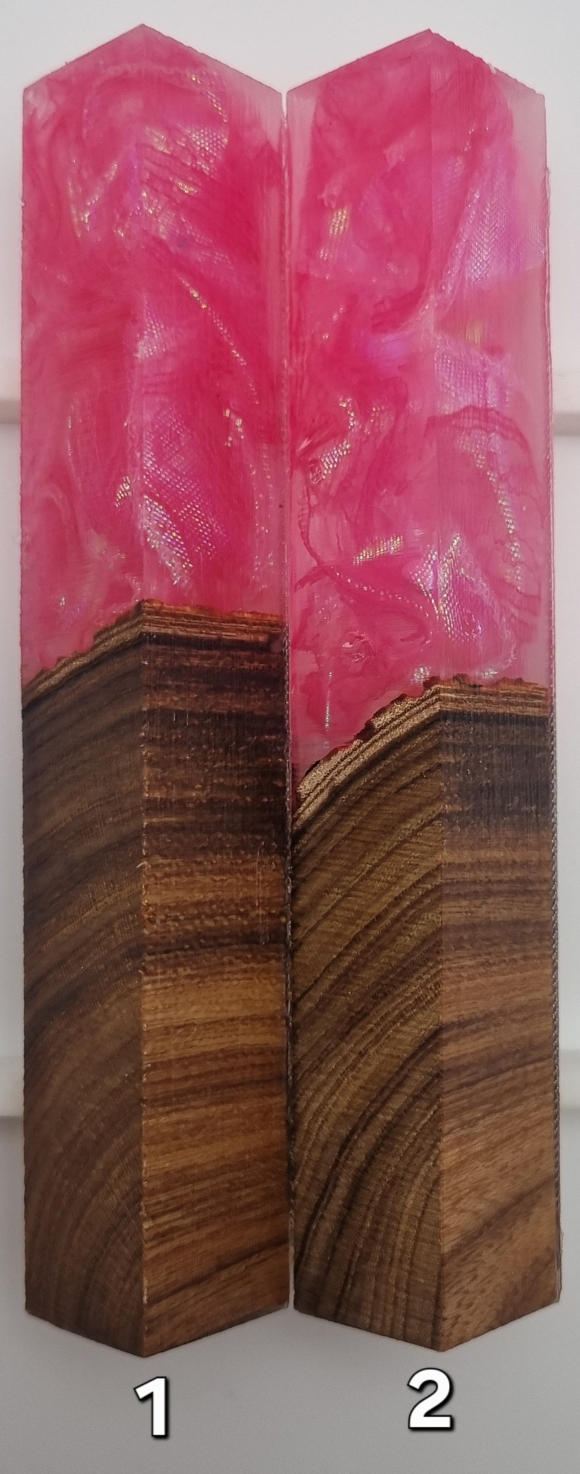 PINK LACE + PINK IRIDESCENT + LABURNUM WOOD HYBRID Pen Blank