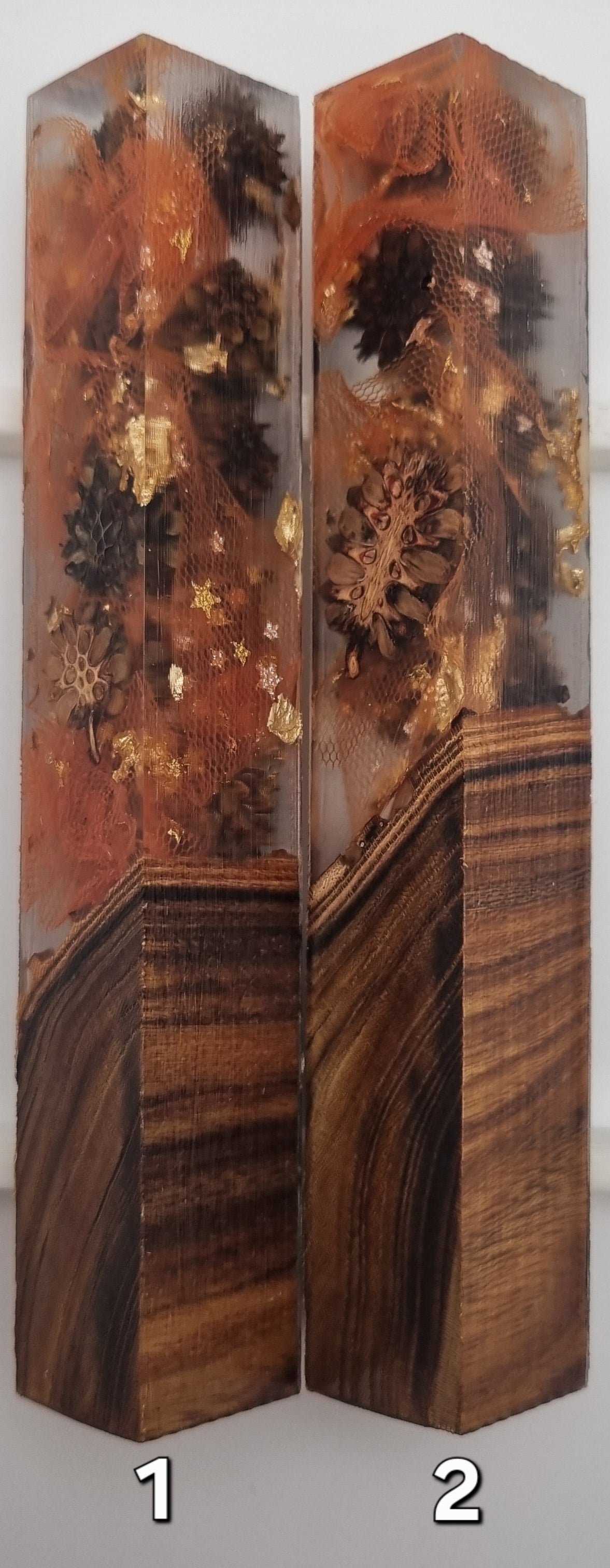 MINI CONES + ORANGE + GOLD + LABURNUM WOOD HYBRID Pen Blank