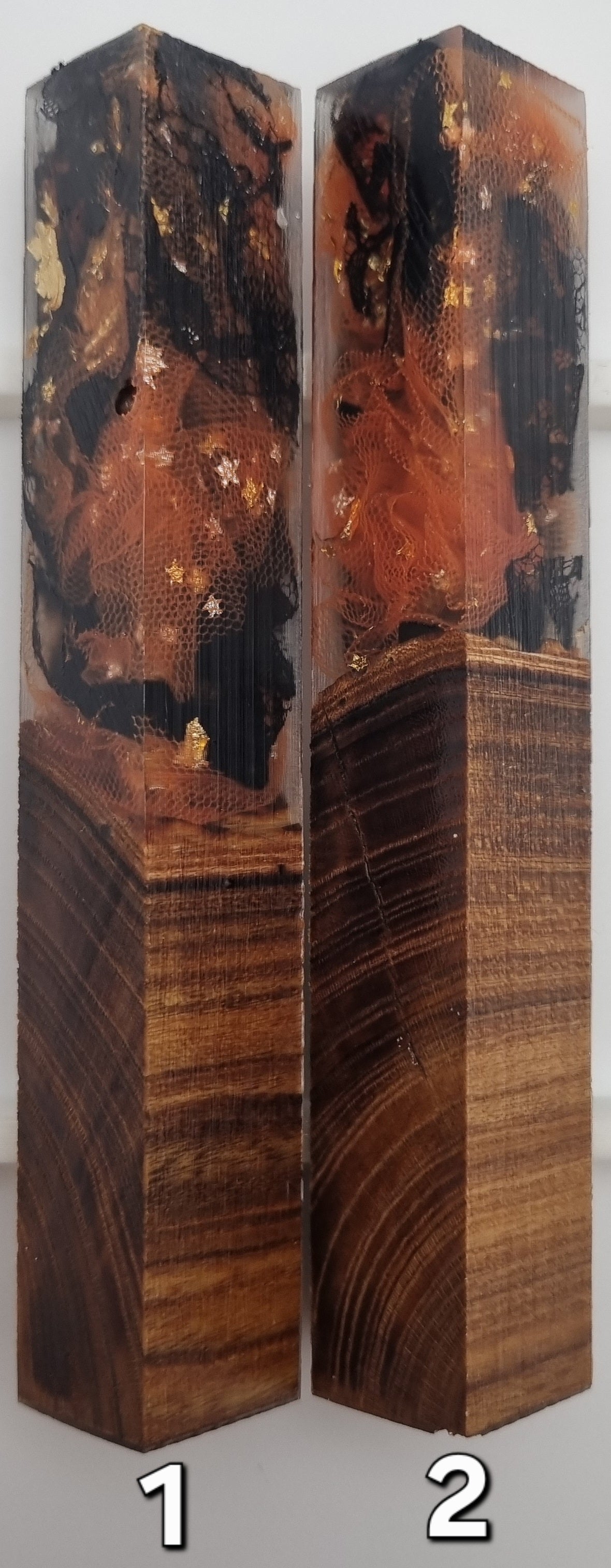 BLACK + ORANGE + GOLD + LABURNUM WOOD HYBRID Pen Blank