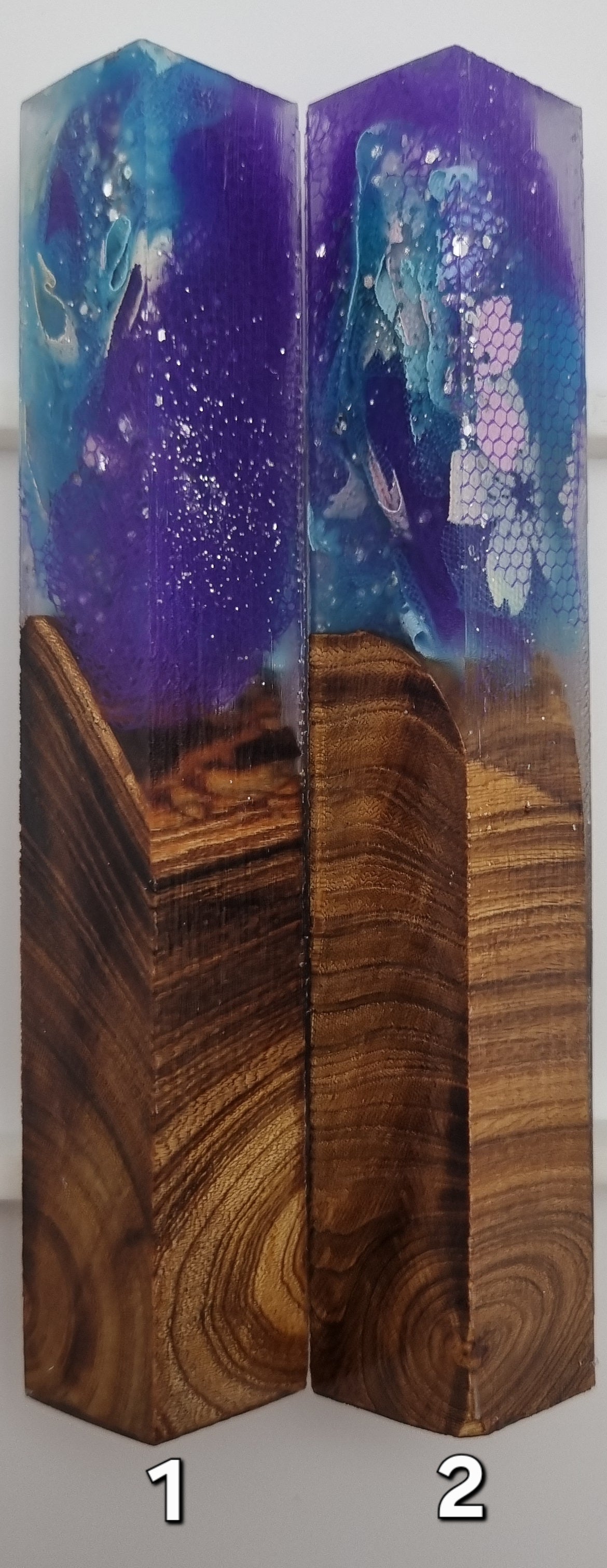 PURPLE + BLUE + SILVER + LABURNUM WOOD HYBRID Pen Blank